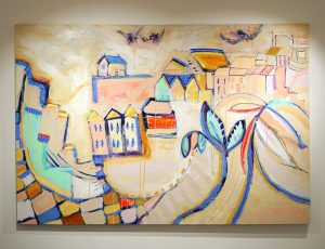 Kimmy Hussey ‘Sweeping Dreams’, Acrylic and oil pastel on canvas, 140 x 200cm, £8,000
