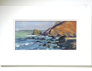 Minnie McNaughton ‘Trevaunance Cove’, Oil on panel, 28 x 44cm, SOLD