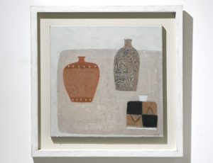 Emma McClure ‘Studio Pots’, Oil on canvas, 48 x 48cm, £1,500