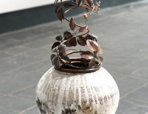 Hester Dennett ‘New Growth’, Stoneware/copperwork, 57 x 30 x 30cm, £2,000