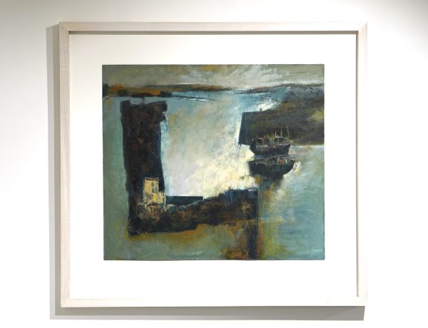 Judy Collins 'Winter's Mooring', Oil & mixed media on board, 70 x 65cm, £1,750