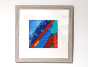 Anthony Frost ‘BLUE ZONES OF REALITY’, Acrylic on Dad's collage cut out pieces, sail, hessian and paper, 30 x 30cm, £1,100