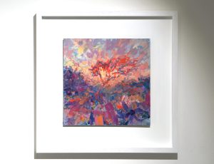 Sophie Fraser ‘Afire at Dusk’, Oil on canvas, 52 x 52cm, £750