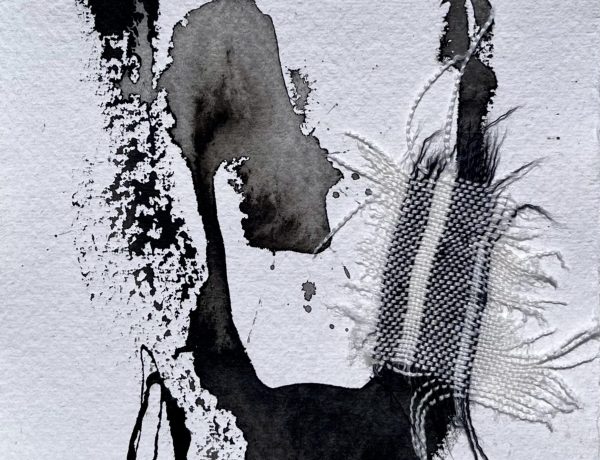 Imogen Rorke, Ink, cotton thread and linen on cotton rag paper Imogen Rorke, Ink, cotton thread and linen on cotton rag paper